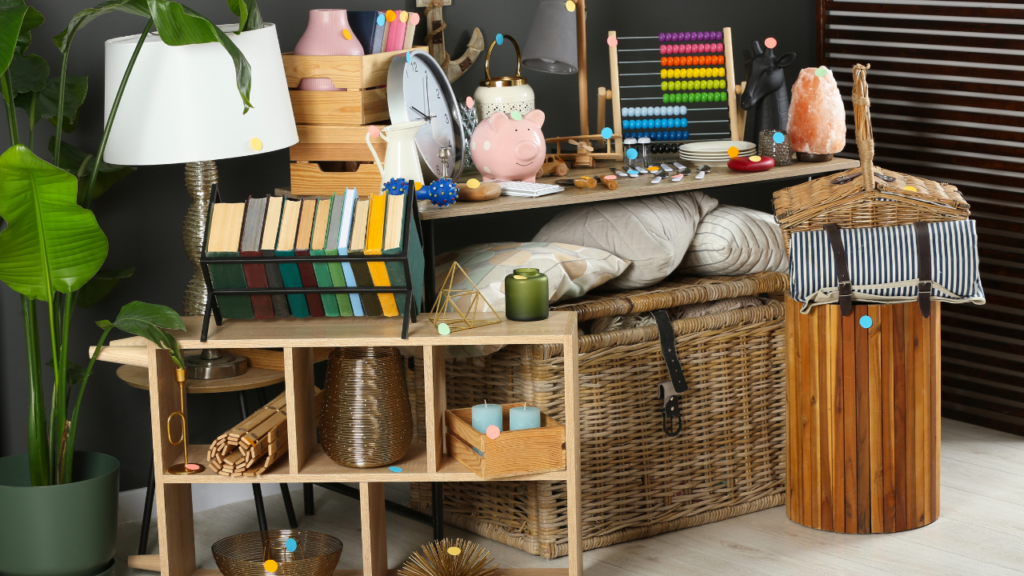 Minnesota home seller reviewing living room to identify personal items including family photos and collections to remove before buyer showings in their Twin Cities home